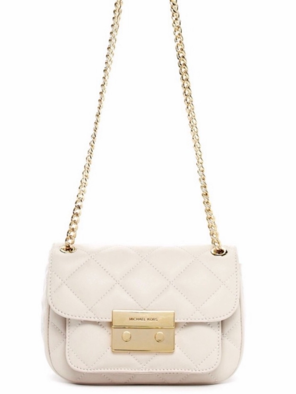Michael Kors Cream Quilted Crossbody with Gold Chain
